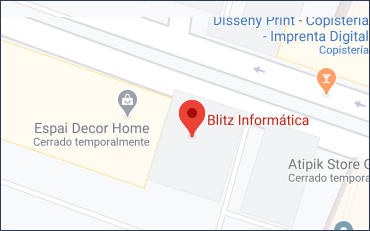 captura de pantalla del Google Maps amb el pin centrat a Blitz Informàtica
